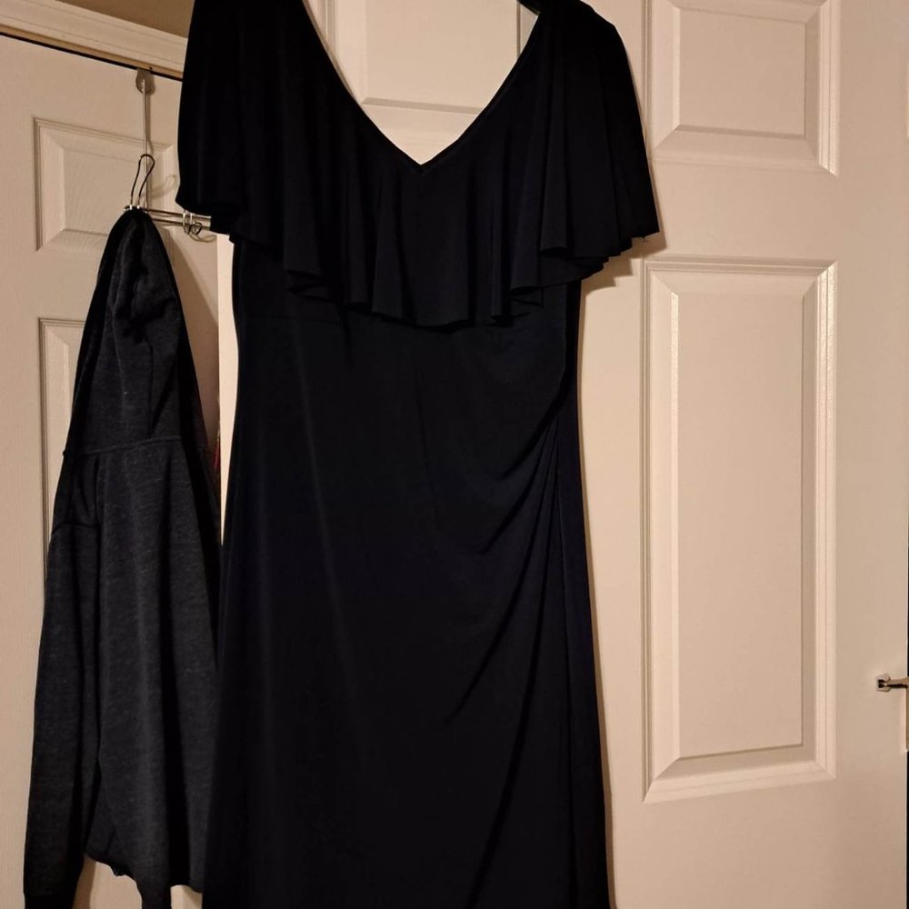 Connect Apparel Navy Dress with Ruffle